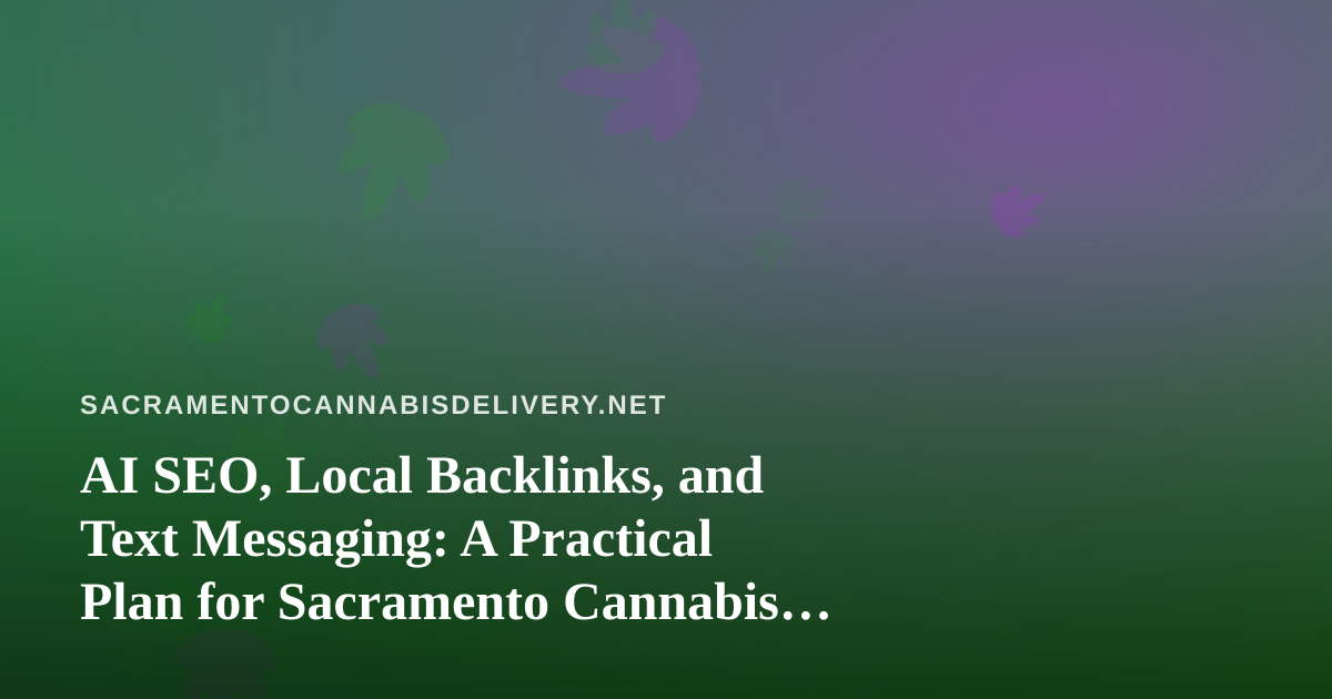 AI SEO, Local Backlinks, and Text Messaging: A Practical Plan for Sacramento Cannabis Delivery